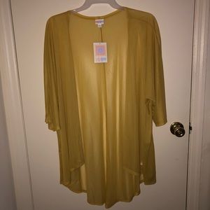 Sheer Patterned Mustard LuLaRoe Cardigan NWT LARGE